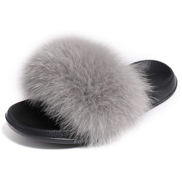 NEW! Real Fox Fur Slides / Slippers - Picture 3 of 4
